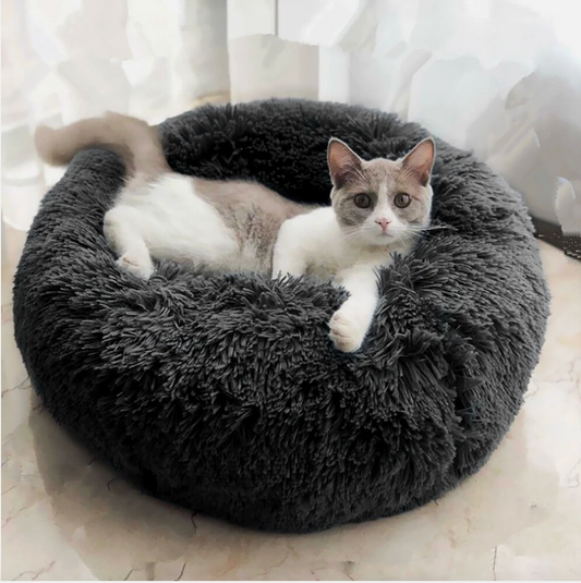 Dog & Cat Calming Plush Bed Midnight Black