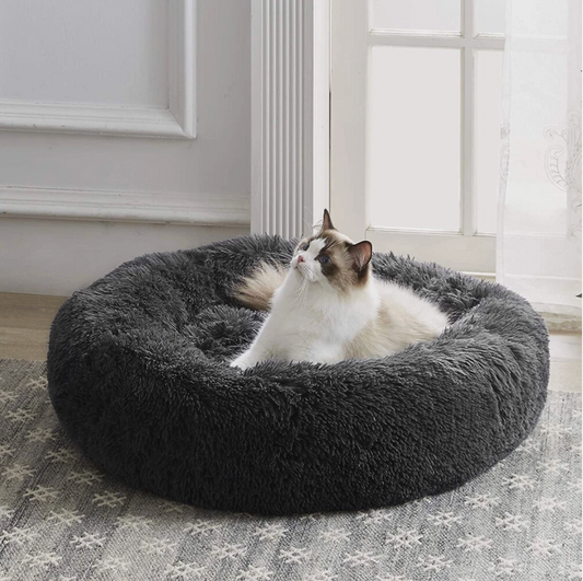 Dog & Cat Calming Plush Bed Midnight Black