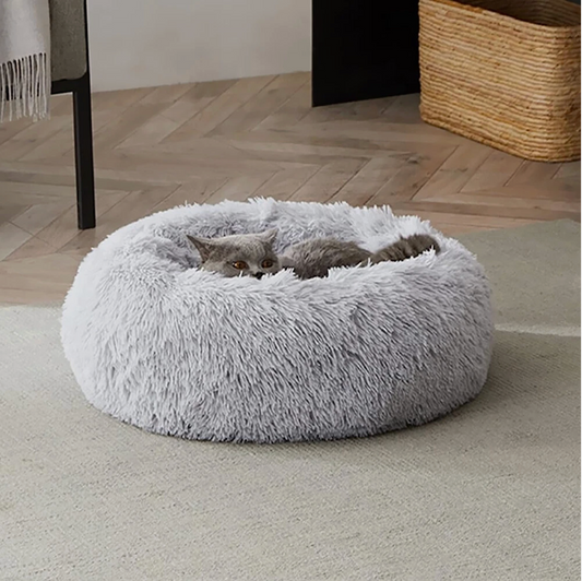 Dog & Cat Calming Plush Bed Moonlight Grey