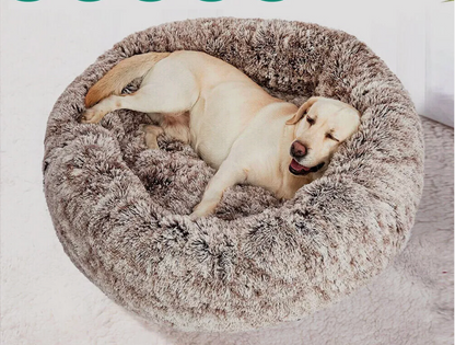 Dog & Cat Calming Plush Bed Crème Coffee