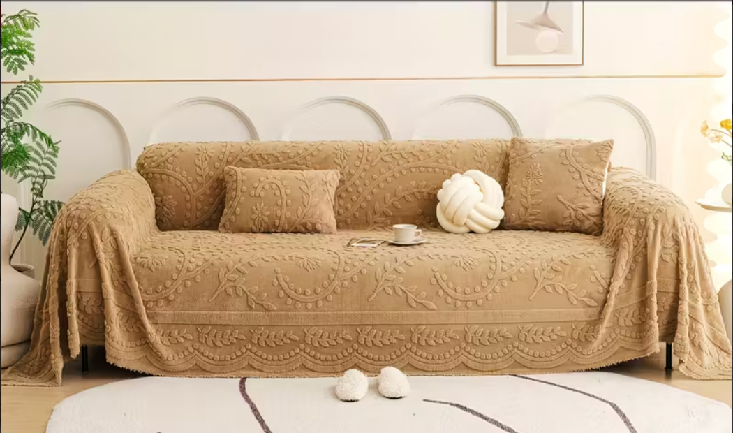 Couch Cover Brown Leather Inspired